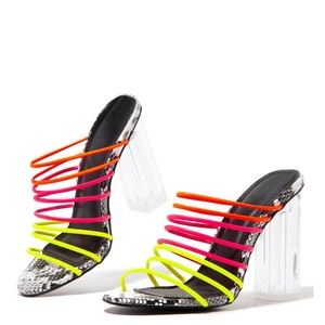 Cape Robbin Fia Multicolor Clear Heel Shoes 6.5